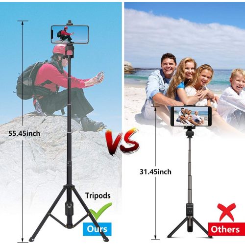  [아마존베스트]YunTeng Selfie Stick Tripod,54 Inch Extendable Camera Tripod for Cellphone,Wireless Remote for Apple & Android Devices,Compatible with iPhone 6 7 8 X Plus,Samsung Galaxy S9 Note8,Gopro Ada