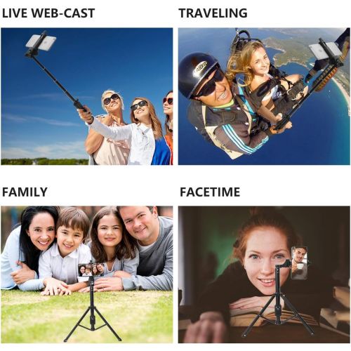  [아마존베스트]YunTeng Selfie Stick Tripod,54 Inch Extendable Camera Tripod for Cellphone,Wireless Remote for Apple & Android Devices,Compatible with iPhone 6 7 8 X Plus,Samsung Galaxy S9 Note8,Gopro Ada