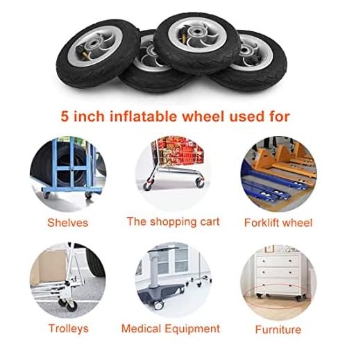  L-faster 5 Inch Inflation Wheel Using Metal Hub 5X1 Pneumatic Tire with Inner Tube Electric Vehicle 5 Inch Pneumatic Wheel Gocart Caster