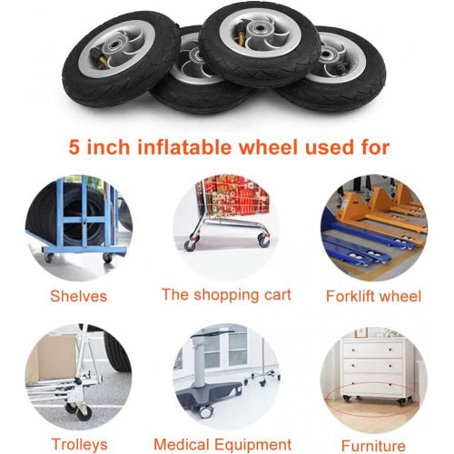  L-faster 5 Inch Inflation Wheel Using Metal Hub 5X1 Pneumatic Tire with Inner Tube Electric Vehicle 5 Inch Pneumatic Wheel Gocart Caster