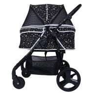 Lhh 4 Wheels Pet Stroller Dog Cat Small Animals Carrier Cage Folding Flexible Easy Walk Spacious and Comfortable for Travel,B