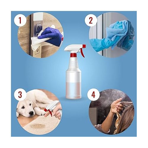  LiBa Spray Bottles (4 Pack,16 Oz), Refillable Empty Spray Bottles for Cleaning Solutions, Hair Spray, Watering Plants, Superior Flex Nozzles, Squirt, Mist Sprayer, Bleach/Vinegar/Rubbing Alcohol Safe