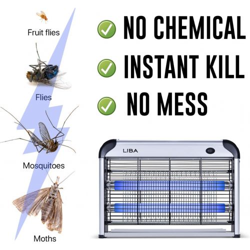  [아마존핫딜][아마존 핫딜] LiBa Bug Zapper Electric Indoor Insect Killer Mosquito, Bug, Fly Killer - Powerful 2800V Grid 20W Bulbs - 2-Pack Replacement Bulbs Included