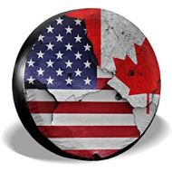 LiBei Burst Canadian American Flag Waterproof Spare Tire Cover Fits for Trailer RV SUV Truck Camper Travel Trailer Accessories(14,15,16,17 Inch)