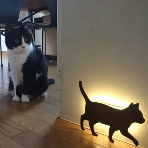  Cute Cat Shape Acrylic LED Wall Light,LiCheng Bridal Mood Night Light Battery Powered Sensor Motion For Bedroom,Stairs&Home Decor 1