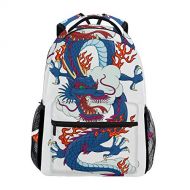 LiKai Blue Red Dragon Backpack Student Schoolbags Travel Shoulders Bags for Women Men