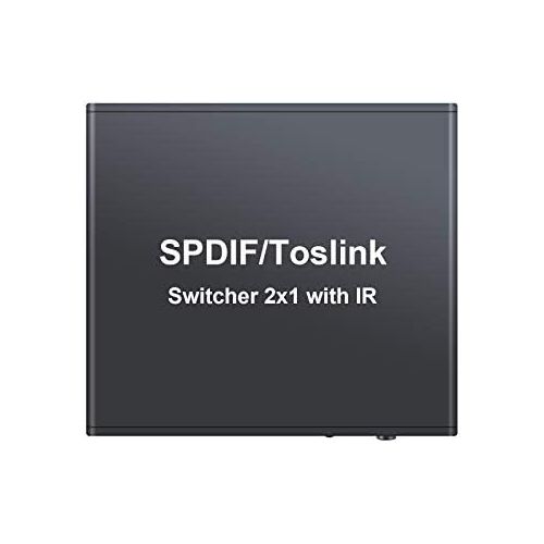  [아마존베스트]LiNKFOR Digital Toslink Optical 2x1 Switch with 6ft Optical Cable and IR Remote Control Aluminum Alloy Digital Audio SPDIF Toslink Optical Fiber Switcher 2 in 1 Out for PS3 Xbox Bl