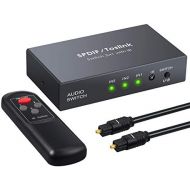 [아마존베스트]LiNKFOR Digital Toslink Optical 3x1 Switch with 3ft Optical Cable and IR Remote Control Aluminum Alloy Digital Audio SPDIF Toslink Optical Fiber Switcher 3 in 1 Out for PS3 Xbox Bl