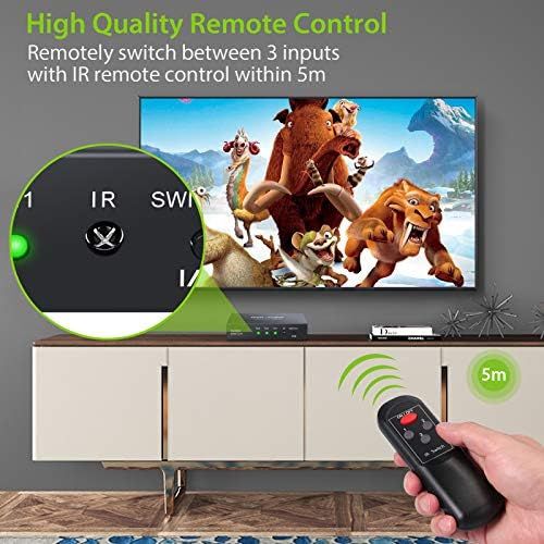  [아마존베스트]LiNKFOR Digital Toslink Optical 3x1 Switch with 3ft Optical Cable and IR Remote Control Aluminum Alloy Digital Audio SPDIF Toslink Optical Fiber Switcher 3 in 1 Out for PS3 Xbox Bl