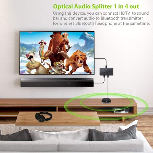  [아마존베스트]LiNKFOR Digital Optical Audio 1x4 Splitter Digital SPDIF Toslink Optical Fiber Audio Splitter 1 in 4 Out Aluminum Alloy with Optical Cable for PS3 Xbox Blue-Ray DVD HDTV