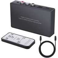 [아마존베스트]LiNKFOR 192kHz Digital to Analog Audio Converter DAC with Remote Control Support Volume Adjust Power ON or Off Digital Coaxial Toslink Optical SPDIF to Analog Stereo L/R RCA 3.5mm