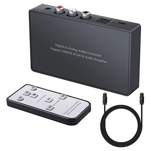  [아마존베스트]LiNKFOR 192kHz Digital to Analog Audio Converter DAC with Remote Control Support Volume Adjust Power ON or Off Digital Coaxial Toslink Optical SPDIF to Analog Stereo L/R RCA 3.5mm