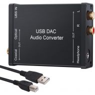 [아마존베스트]LiNKFOR USB to SPDIF Coaxial RCA and 3.5mm Headphone Jack Converter USB DAC Optical Audio Adapter USB DAC PCM for Windows Mac PS4 PS3