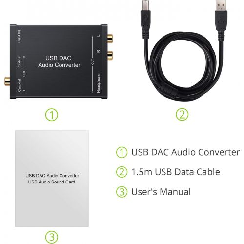  [아마존베스트]LiNKFOR USB to SPDIF Coaxial RCA and 3.5mm Headphone Jack Converter USB DAC Optical Audio Adapter USB DAC PCM for Windows Mac PS4 PS3