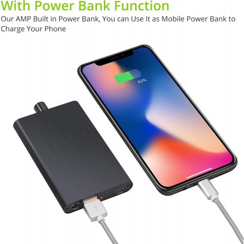  [아마존베스트]LiNKFOR 3.5 mm HiFi Headphone Amplifier 16-300 Ohm with Power Bank HiFi Headphone Amplifier Portable HiFi Headphone Amplifier 3000 mAh with 1.2 m USB Power Cable for MP3 MP4 Mobile