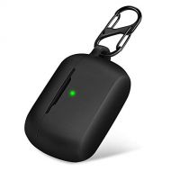 LiZHi Protective Silicone Cover for Jabra Elite (Active) 85t Charging Case, Portable Carrying Cases with Carabiner Keychain (Black)