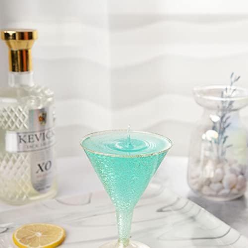  [아마존베스트]Liacere 24 Pack Gold Glitter Plastic Martini Glasses - 6.25oz Disposable Cocktail Glasses - Plastic Margarita Glasses Perfect for Wedding And Parties