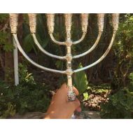 LiamCenter Menorah Jerusalem Temple 14 inch Height 35 cm 7 Branches Silver Plated XL