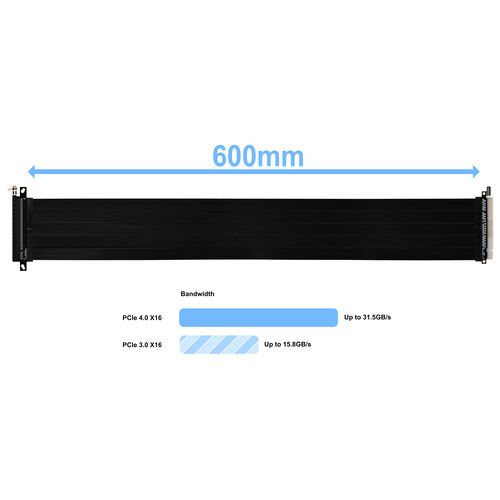  Lian Li PCIe 4.0 Riser Cable (600mm, Black)