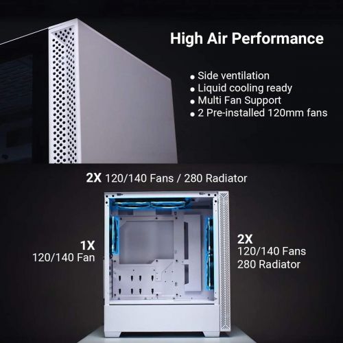 [아마존베스트]Lian Li Mid-Tower Chassis ATX Computer Case PC Gaming Case w/Tempered Glass Side Panel, Magnetic Dust Filter,Water-Cooling Ready, Side Ventilation and 2x120mm Fan Pre-Installed (LA