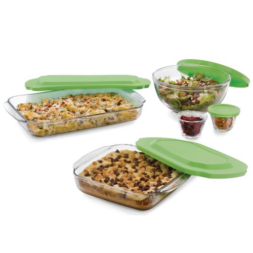  Libbey Bakers Basics 7-Piece Glass Casserole Dish and Bakeware Set with Lids