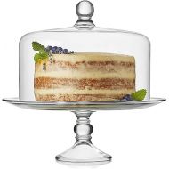 Libbey Selene Glass Cake Stand with Dome Lid, Elegant Curved Footed Glass Cake Holder, Covered Cake Stand, Versatile Glass Dome