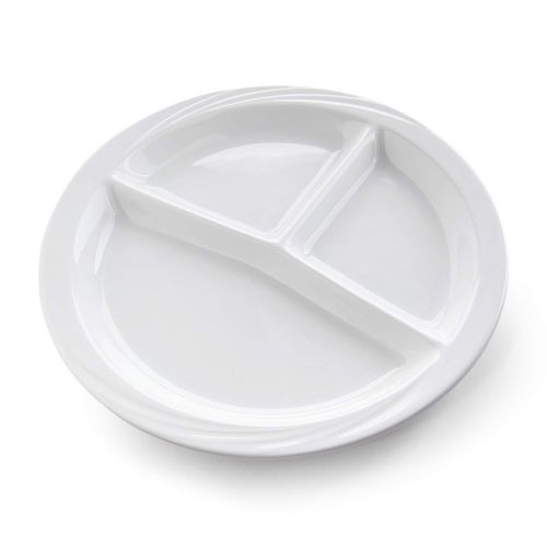  Libbey Intuitive Diningware Donna Senior 3-Section Divided Plates, 10-inch, White, Set of 2