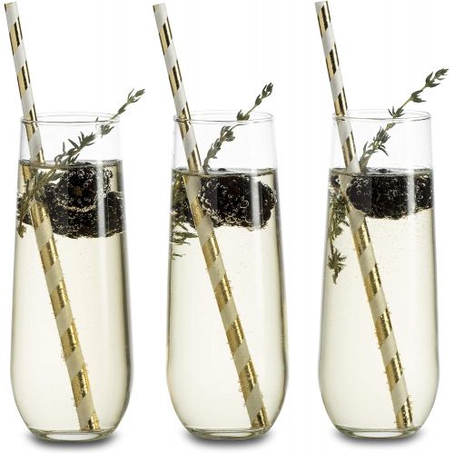  Libbey Stemless Champagne Flute Glasses, Set of 12