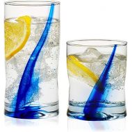 Libbey 99104 Blue Ribbon Tumbler and Rocks Glass Set, (Set of 16 Piece) Drinkware Glasses Set, Clear Dishwasher Safe Rock and Tumbler Glasses Set