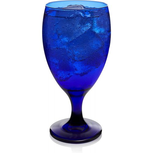  Libbey Premiere Cobalt Iced Tea Goblet Beverage Glasses, Set of 12 , Cobalt Blue Goblets (16.25 oz Frustration Free Packaging) -