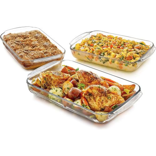  Libbey Bakers Basics 3-Piece Glass Casserole Baking Dish Set