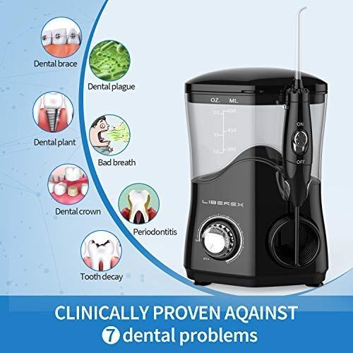  Liberex Water Flosser - 600ML Dental Oral Irrigator for Braces Care Teeth Cleaning, 7 Multifunctional...