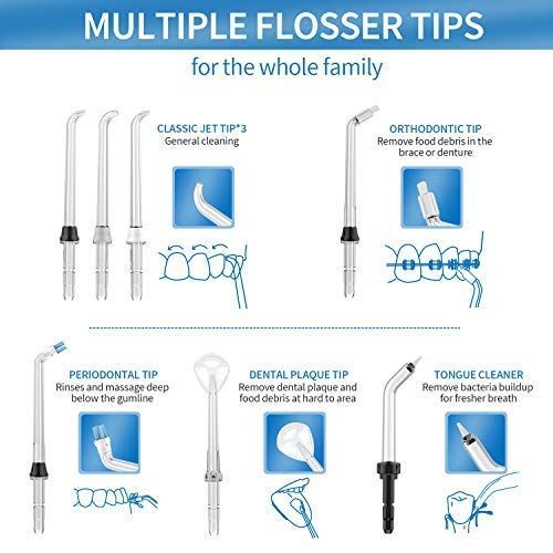  Liberex Water Flosser - 600ML Dental Oral Irrigator for Braces Care Teeth Cleaning, 7 Multifunctional...