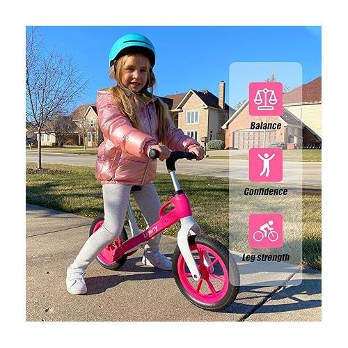  Liberry Toddler Balance Bike for 2 3 4 5 Years Old Girls, No Pedal Balance Bike for Baby Kids with Adjustable Seat & Handlebar(Pink)