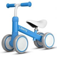 Liberry Baby Balance Bike for 1 Year Old Boys, 4 Wheels Toddler Balance Bike with Adjustable Seat, 12-24 Months Infant's First Birthday Gift (Dark Blue)