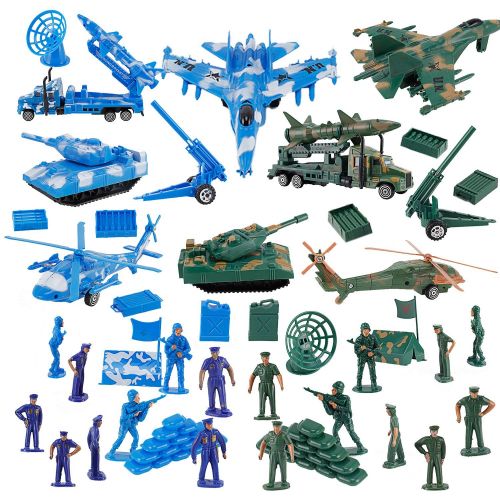 리버티임포트 Liberty Imports Action Figures Army Men Soldier Military Playset with Scaled Vehicles (52 pcs)