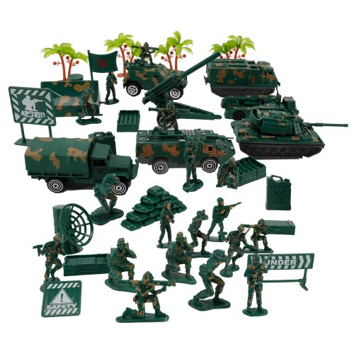 리버티임포트 Liberty Imports Deluxe Action Figures Army Men Soldier Military Playset with Scaled Vehicles (73 pcs)