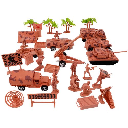 리버티임포트 Liberty Imports Deluxe Action Figures Army Men Soldier Military Playset with Scaled Vehicles (73 pcs)