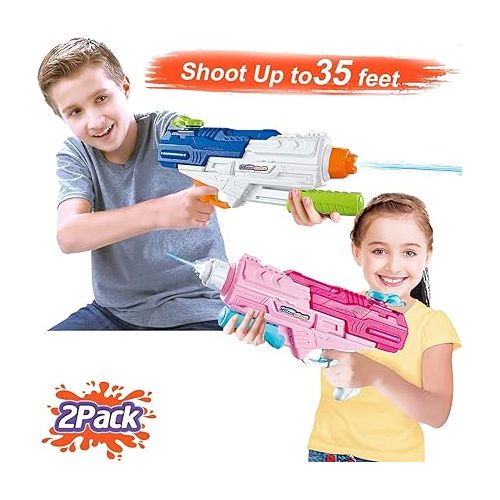 리버티임포트 2 Pack Super Water Gun Water Blaster 1200CC High Capacity Water Soaker Blaster Squirt Toy Swimming Pool Beach Sand Water Fighting Toy (Pink & Blue)