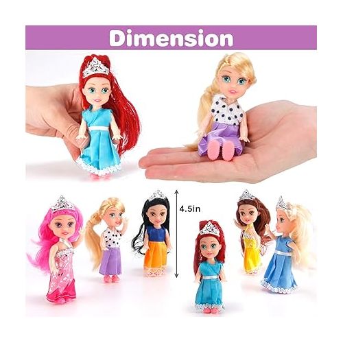 리버티임포트 Liberty Imports Little Royal Princess Toddler Dolls with Dresses, Girls Imaginative Pretend Play Small Dolls Party Favors Collection (6 Pack)