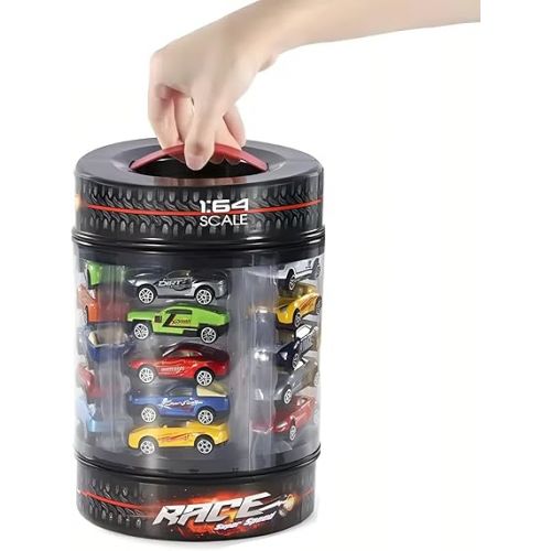 리버티임포트 25 Piece Diecast Cars Pack Toy Playset in Storage Carrying Tub - 1:64 Scale Metal Alloy Die-cast Vehicles Collection for Kids