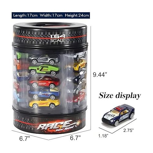 리버티임포트 25 Piece Diecast Cars Pack Toy Playset in Storage Carrying Tub - 1:64 Scale Metal Alloy Die-cast Vehicles Collection for Kids