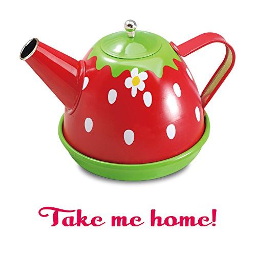 리버티임포트 Liberty Imports Happy Sunflower Garden Picnic Tin Tea Party Set for Kids - Metal Teapot and Cups Kitchen Playset