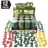Liberty Imports 12 Tubes of Action Figures Army Men Soldiers in Mini Buckets | Bulk Kids Toy Party Favors Supplies