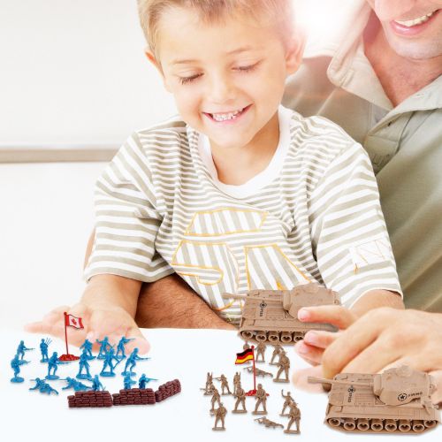 리버티임포트 Liberty Imports Army Men Action Figures Soldier Bucket Playset with Scaled Tanks, Planes, Submarines, Flags & More!