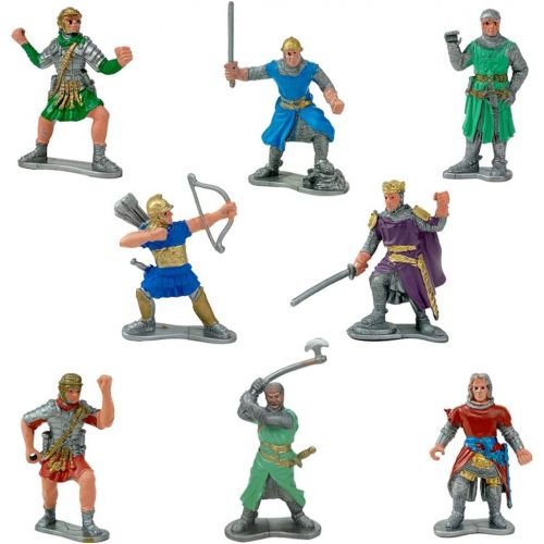 리버티임포트 Liberty Imports Medieval Castle Knights Action Figure Toy Army Playset with Assemble Castle, Catapult and Horse-Drawn Carriage (Bucket of 8 Soldier Figurines)
