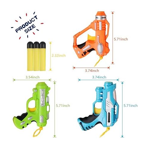 리버티임포트 6 Pack Mini Foam Dart-Firing Blasters Micro Toy Guns with 36 Darts - Multi Pack Nerf Compatible Bulk Party Favors Supplies for Kids