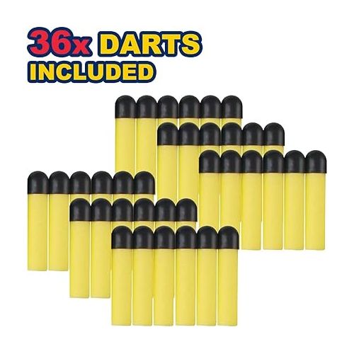 리버티임포트 6 Pack Mini Foam Dart-Firing Blasters Micro Toy Guns with 36 Darts - Multi Pack Nerf Compatible Bulk Party Favors Supplies for Kids