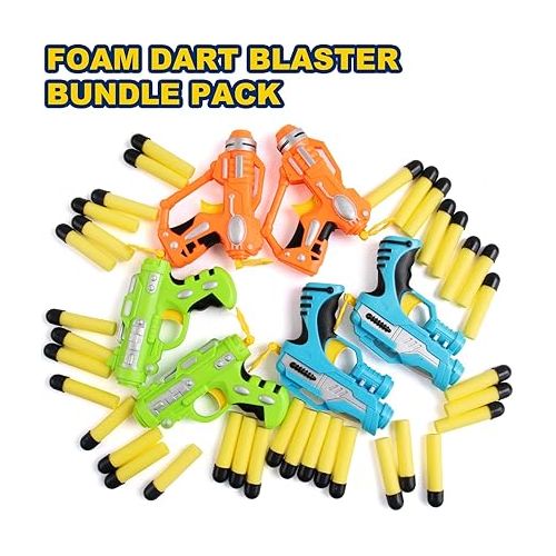 리버티임포트 6 Pack Mini Foam Dart-Firing Blasters Micro Toy Guns with 36 Darts - Multi Pack Nerf Compatible Bulk Party Favors Supplies for Kids