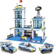 Liberty Imports 736 Pieces City Police Station & Car Building Blocks Set, with 3 Police Cars Toy, Cop Patrol Car, Prison Car, Construction Toy Building Bricks Kit, Gift for Boys Girls 6-12